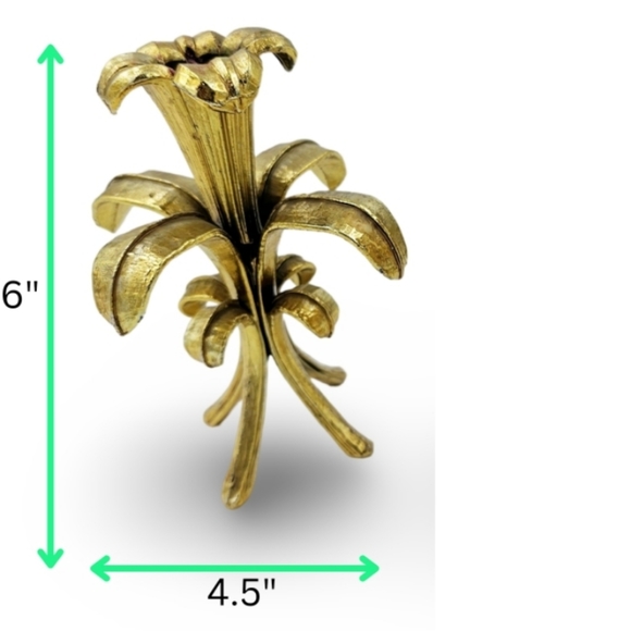 Vintage Pair Gold Floral Metal Candelabra Candle Holders - Picture 4 of 4